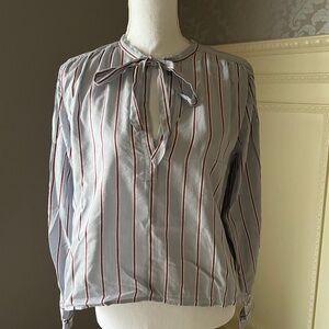 V-neck tie top in striped cotton-blend dobby from J Crew